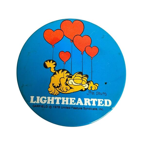 Garfield Lighthearted Tin 1978 United Feature Can Jim Davis Hearts CHIENCO USA - Picture 4 of 6